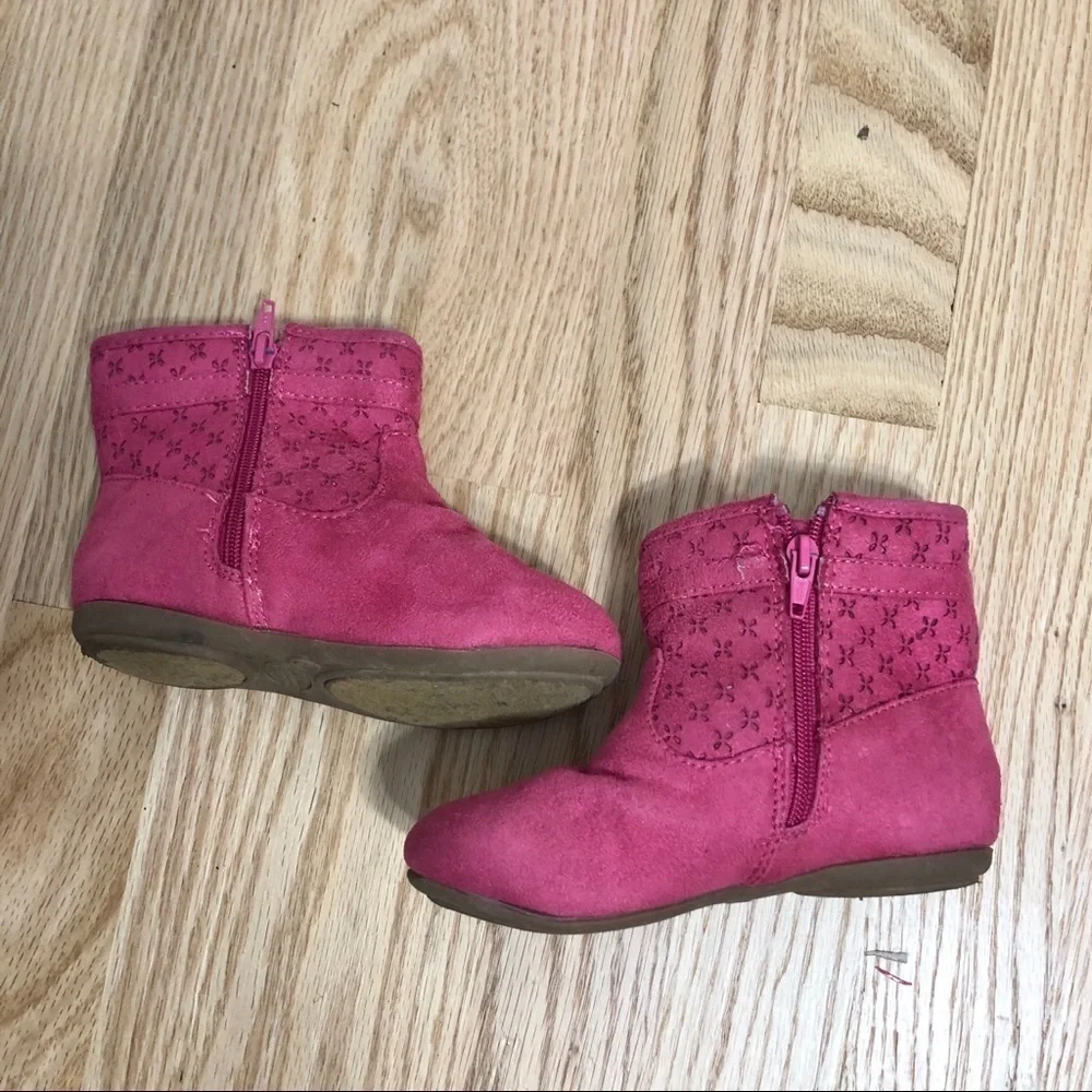 Jumping Beans Side Zipper Pink Boots Sz 8 Toddler Girls Ankle